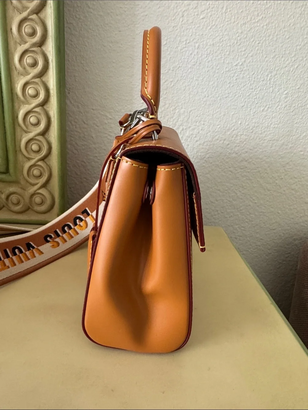 Louis Vuitton Brown Epi Leather Top Handle Satchel with Branded Strap